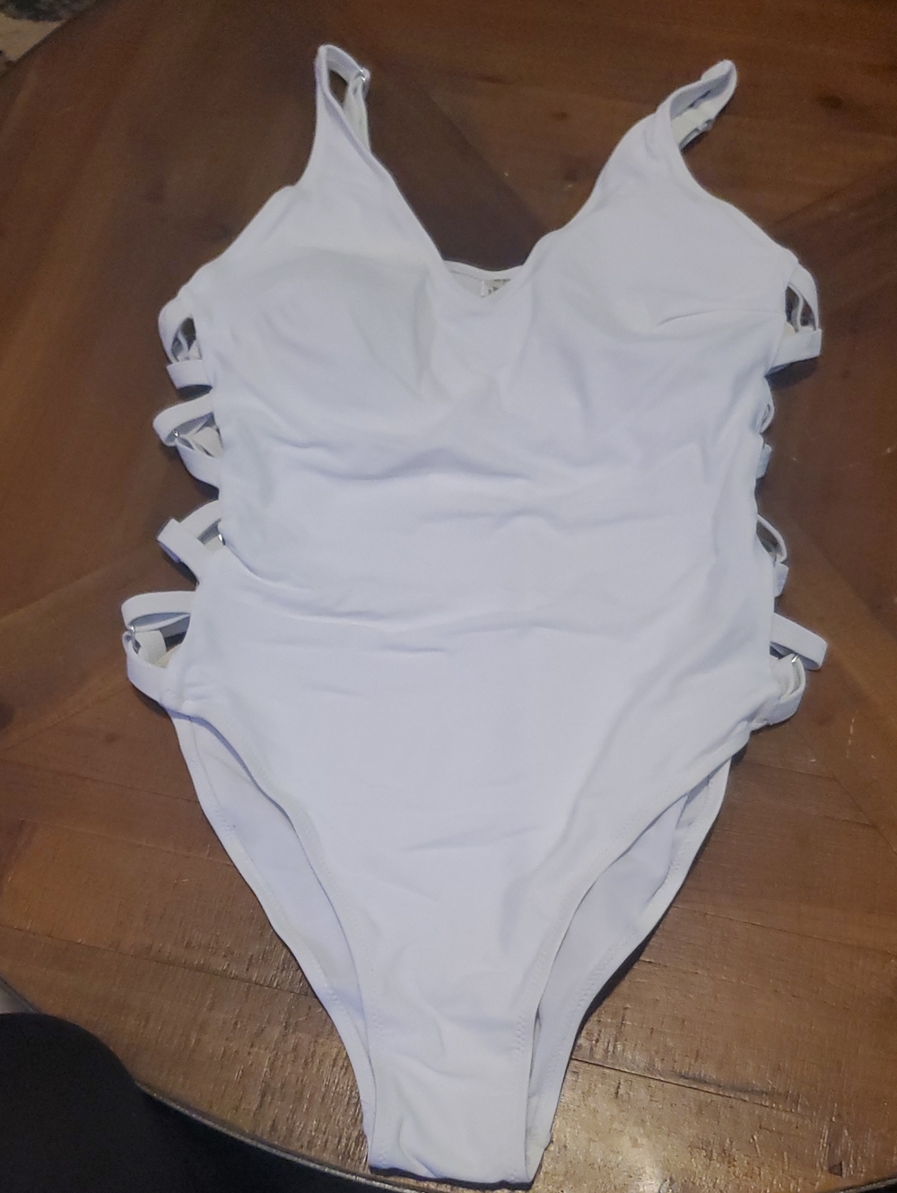 Women’s White Strappy Side One-Piece Swimsuit